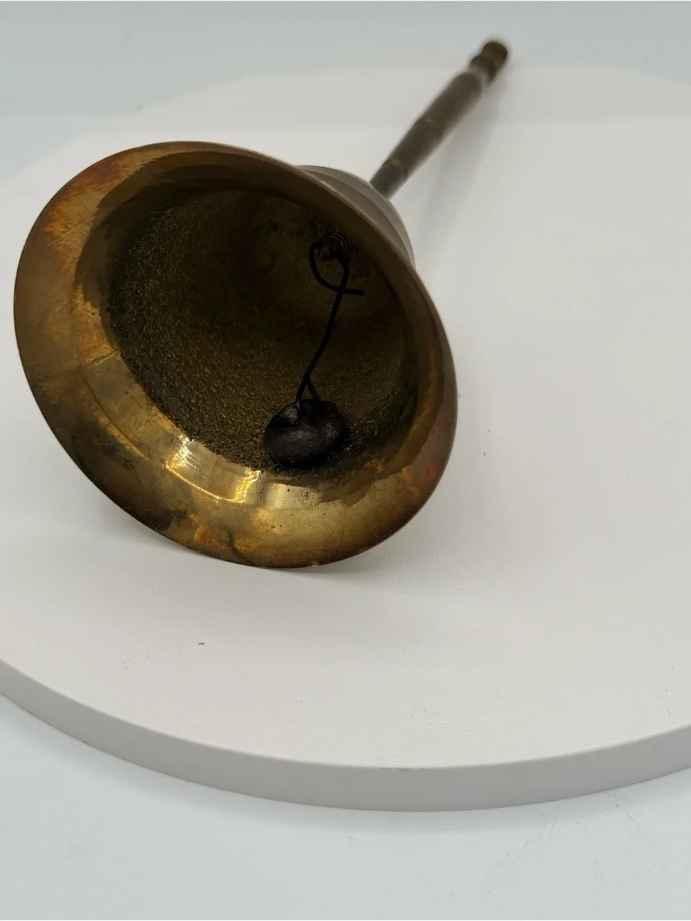 Vintage Solid Brass Long Handle Hand Bell Decor